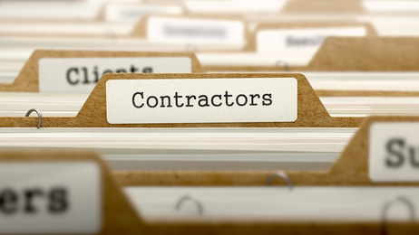 Contractors Concept with Word on Folder.