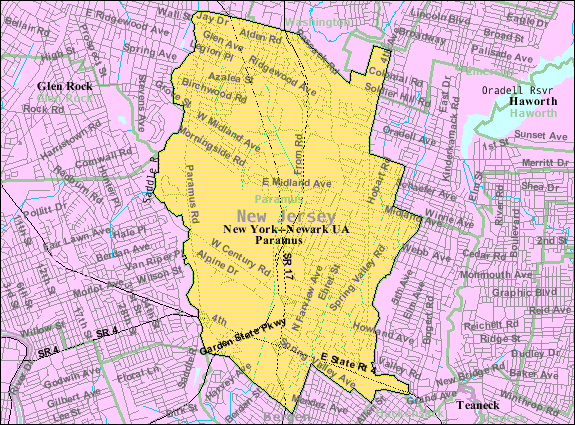 Map of Paramus NJ